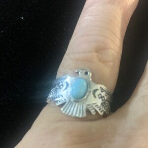 Silver Bird Ring with Blue Stone Bogo